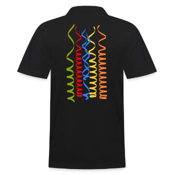 Karneval Kostüm Faschingskostüm Luftschlangen bunt - Männer Poloshirt - Schwarz - Hinten - Kai (181cm)