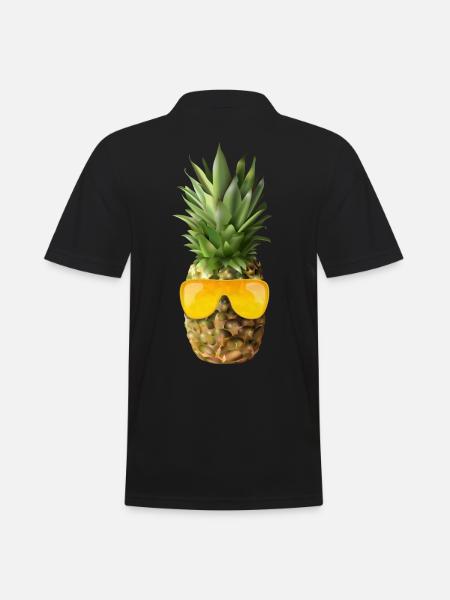 Hipster pineapple wears gold sunglasses - Men's Polo Shirt - black