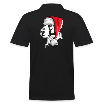 Santa English Bull Terrier Christmas Wilsigns - Men's Polo Shirt - black - Back - Kai (181cm)