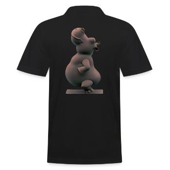 Yoga Hippo - Männer Poloshirt - Schwarz - Hinten - Kai (181cm)