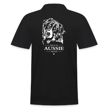 Aussie Mom Australian Shepherd Dog Dog Wilsigns - Men's Polo Shirt - black - Back - Kai (181cm)