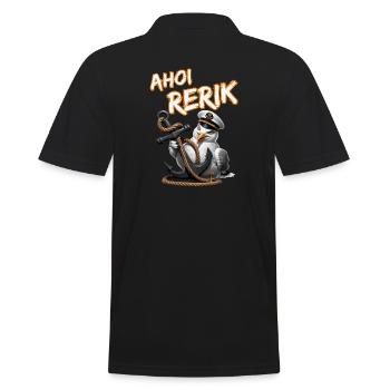 Ahoi Rerik Lustige Möwe mit Anker - Männer Poloshirt - Schwarz - Hinten - Kai (181cm)