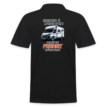 Here today & there tomorrow, that's freedom... - Men's Polo Shirt - black - Back - Kai (181cm)