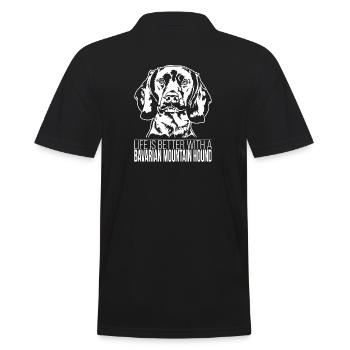 Bavarian Mountain Hound Life is better Wilsigns - Männer Poloshirt - Schwarz - Hinten - Kai (181cm)