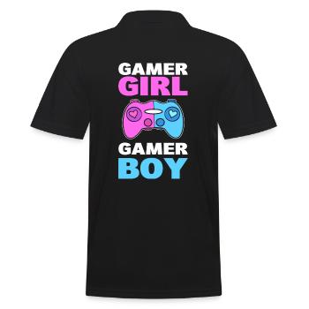 Geschlecht enthüllen Gender Reveal - Männer Poloshirt - Schwarz - Hinten - Kai (181cm)