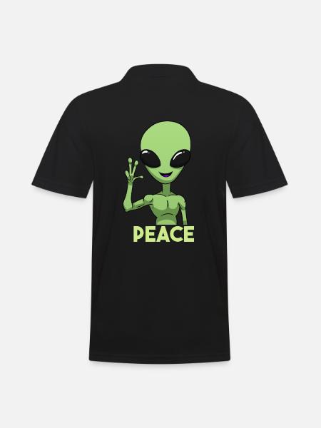 Peace Alien Friedenszeichen - Männer Poloshirt - Schwarz