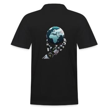 Roboter übernimmt globale Rolle - Männer Poloshirt - Schwarz - Hinten - Kai (181cm)