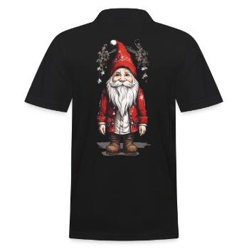 Gnome de Noël rétro à Noël - Polo Homme - noir - Dos - Kai (181cm)