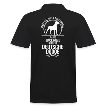 DEUTSCHE DOGGE Schutzengel Wilsigns - Männer Poloshirt - Schwarz - Hinten - Kai (181cm)