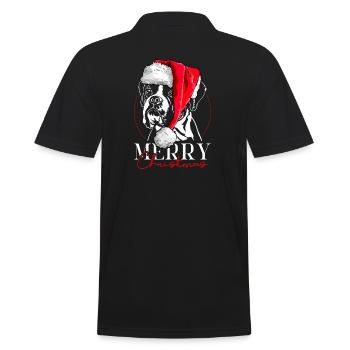 Santa BOXER Hund Merry Christmas Hunde Wilsigns - Männer Poloshirt - Schwarz - Hinten - Kai (181cm)