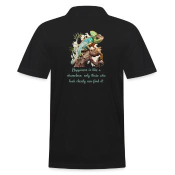 Chameleon-Happiness is like a chameleon, ... Narrow - Men's Polo Shirt - black - Back - Kai (181cm)