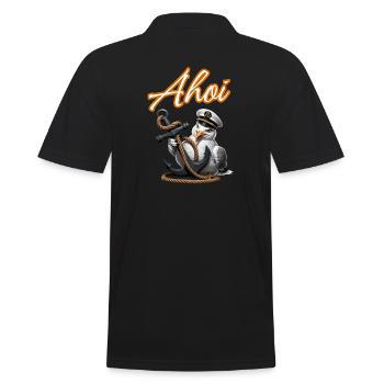 Ahoy! Funny Seagull with Anchor - Men's Polo Shirt - black - Back - Kai (181cm)