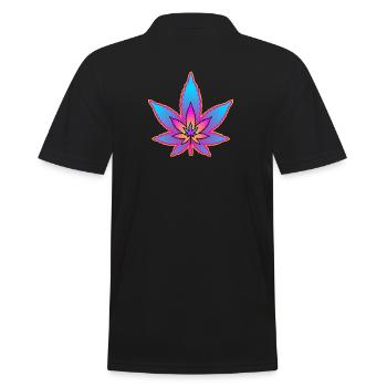 Cannabisblatt - Hanfblatt - Marihuana - Männer Poloshirt - Schwarz - Hinten - Kai (181cm)
