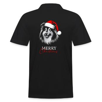 Shetland Chien de berger Joyeux Noël, Tête De Chien - Polo Homme - noir - Dos - Kai (181cm)