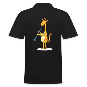 Lustiges Tier mit Klarinette Bandmitglied - Männer Poloshirt - Schwarz - Hinten - Kai (181cm)