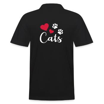 Chat amour patte coeur patte de chat amour félin - Polo Homme - noir - Dos - Kai (181cm)