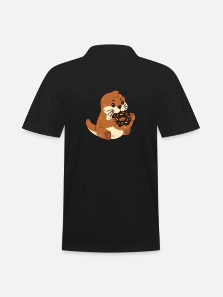 Otter mit Donut - Männer Poloshirt - Schwarz