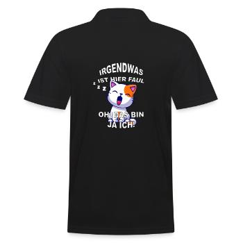 Süße Katze Faul Schlafen - Männer Poloshirt - Schwarz - Hinten - Kai (181cm)