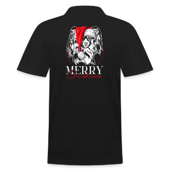 Santa Papillon Merry Christmas Hunde Hund Wilsigns - Männer Poloshirt - Schwarz - Hinten - Kai (181cm)