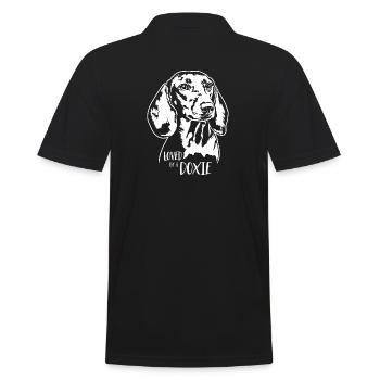 Dackel loved by a Doxie Hunde Spruch Wilsigns - Männer Poloshirt - Schwarz - Hinten - Kai (181cm)