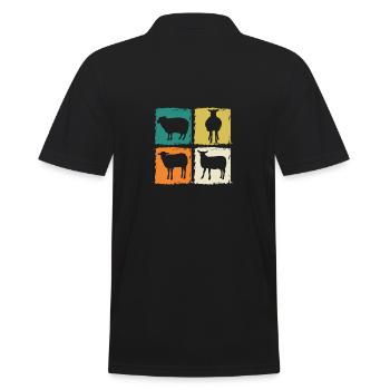 Schäfer Schaf - Männer Poloshirt - Schwarz - Hinten - Kai (181cm)