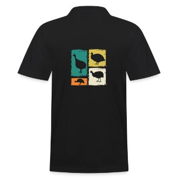 Hühner Hahn Perlhuhn - Männer Poloshirt - Schwarz - Hinten - Kai (181cm)