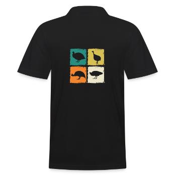 Hühner Hahn Perlhuhn - Männer Poloshirt - Schwarz - Hinten - Kai (181cm)