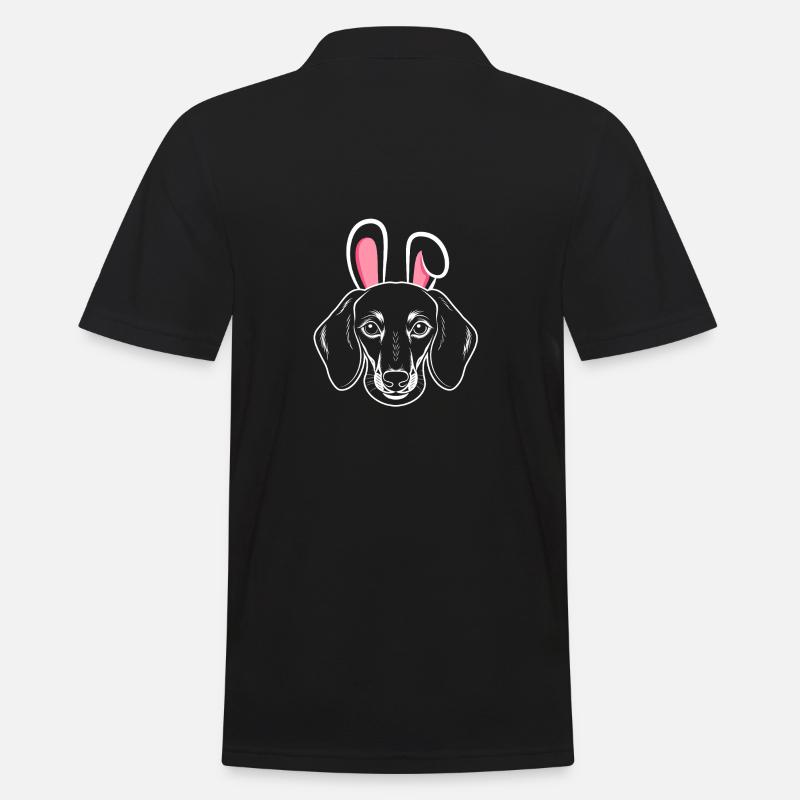 Hase Hund Dackel - Männer Poloshirt - Schwarz