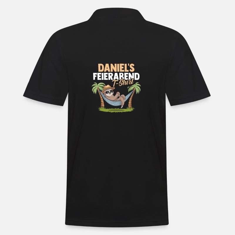Faultier Daniel - Männer Poloshirt - Schwarz