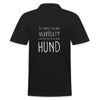 Ich verrückt dann mal bitte mit Hund erleben - Männer Poloshirt - Schwarz - Hinten - Kai (181cm)