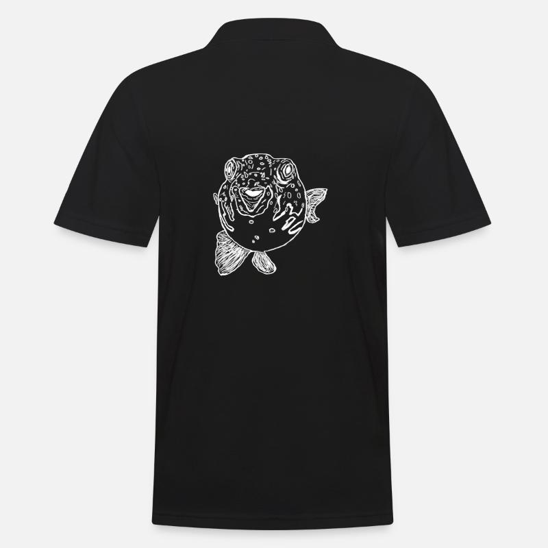 Kugelfisch weiß - Männer Poloshirt - Schwarz