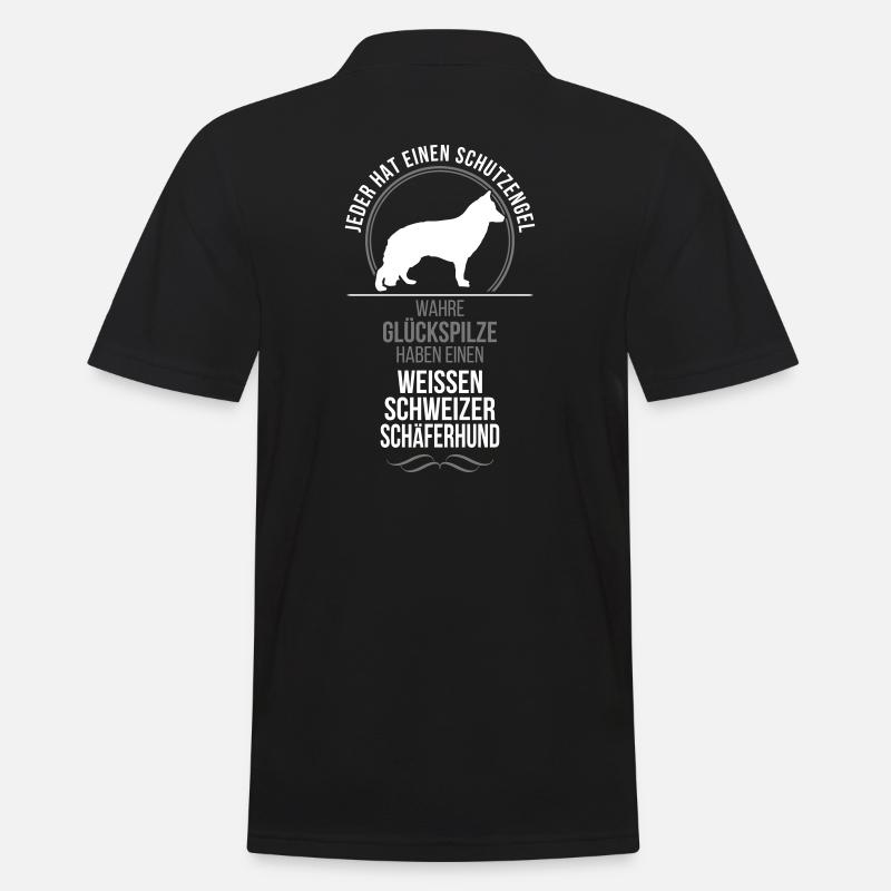 WEISSER SCHWEIZER SCHÄFERHUND Schutzengel Wilsigns - Männer Poloshirt - Schwarz