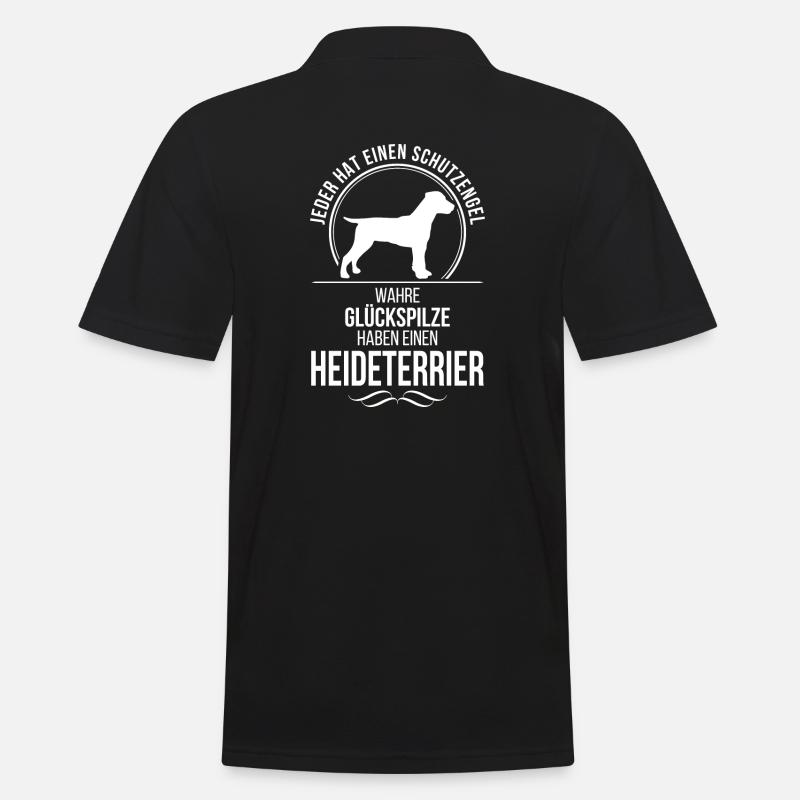 HEIDETERRIER Schutzengel Hunde Spruch Wilsigns - Männer Poloshirt - Schwarz