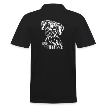 Loved by a Ridgeback Dogs Rhodesian Ridgeback - Men's Polo Shirt - black - Back - Kai (181cm)