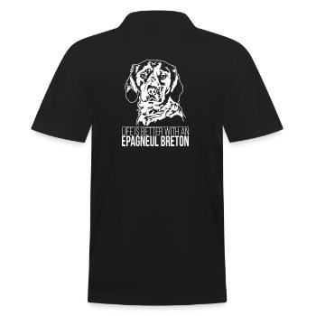Epagneul Breton life is better Dogs Wilsigns - Men's Polo Shirt - black - Back - Kai (181cm)