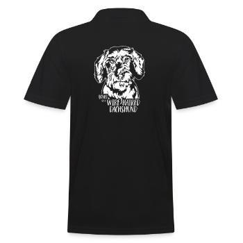 Loved by a Wire Haired Dachshund Dogs Wilsigns - Men's Polo Shirt - black - Back - Kai (181cm)