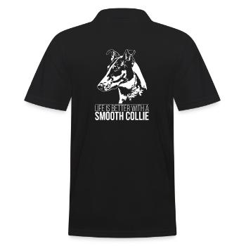 SMOOTH COLLIE life is better Hundespruch Hunde - Männer Poloshirt - Schwarz - Hinten - Kai (181cm)