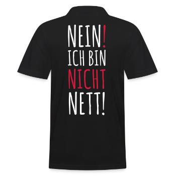 146 Nein ich bin nicht nett Spruch 2c - Männer Poloshirt - Schwarz - Hinten - Kai (181cm)