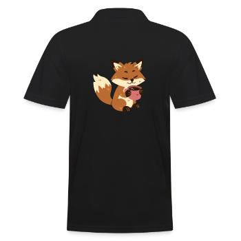 Fuchs trinkt Kaffee - Männer Poloshirt - Schwarz - Hinten - Kai (181cm)