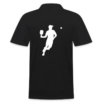 Pickleball Spieler - Männer Poloshirt - Schwarz - Hinten - Kai (181cm)