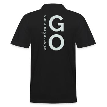 Wüster&Friends GO Logo Hellgrün - Männer Poloshirt - Schwarz - Hinten - Kai (181cm)