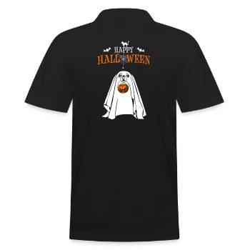 Happy Halloween Dog Spirit Pumpkin Dogs Wilsigns - Men's Polo Shirt - black - Back - Kai (181cm)