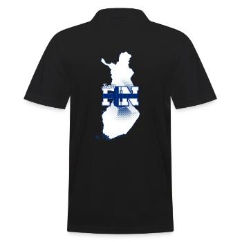 Team FIN Map Finland with Ball Pattern - Men's Polo Shirt - black - Back - Kai (181cm)