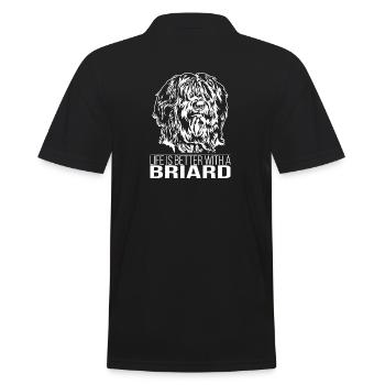 Briard life is better Dog Saying Wilsigns - Men's Polo Shirt - black - Back - Kai (181cm)