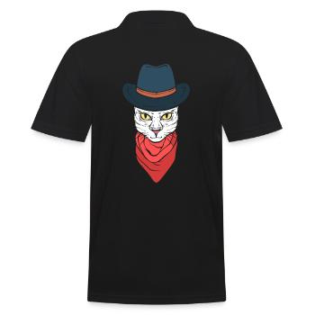 Cat Cowboyhut Katzenfotograf - Männer Poloshirt - Schwarz - Hinten - Kai (181cm)