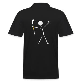 feldhockey hockey hockeyspieler happy-fieldhockey - Männer Poloshirt - Schwarz - Hinten - Kai (181cm)