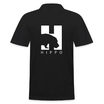HIppo Silhouette Nilpferd - Männer Poloshirt - Schwarz - Hinten - Kai (181cm)