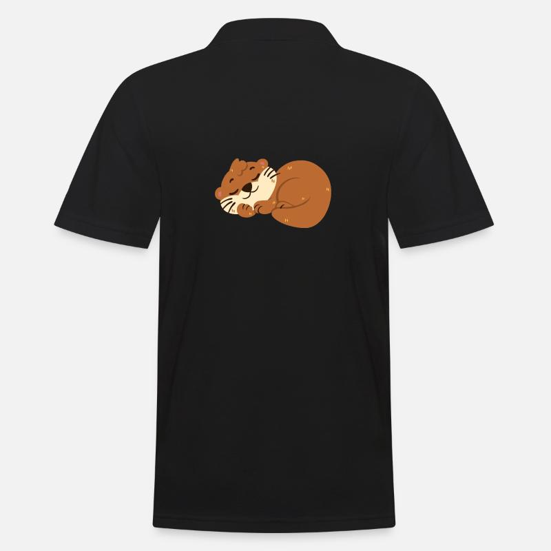 Otter schläft - Männer Poloshirt - Schwarz