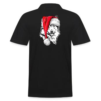 Santa Islandhund Weihnachten Hunde Wilsigns - Männer Poloshirt - Schwarz - Hinten - Kai (181cm)