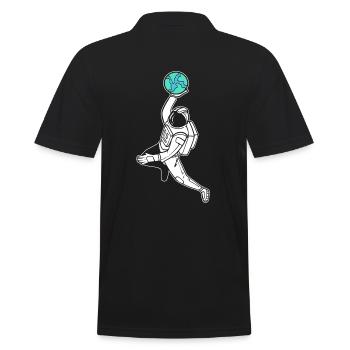 Astronauten -Basketballspieler - Männer Poloshirt - Schwarz - Hinten - Kai (181cm)